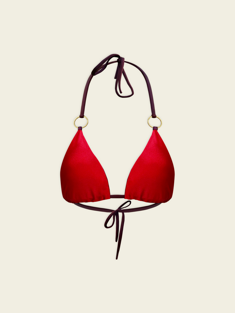 Cherry Reversible Bikini Top Red