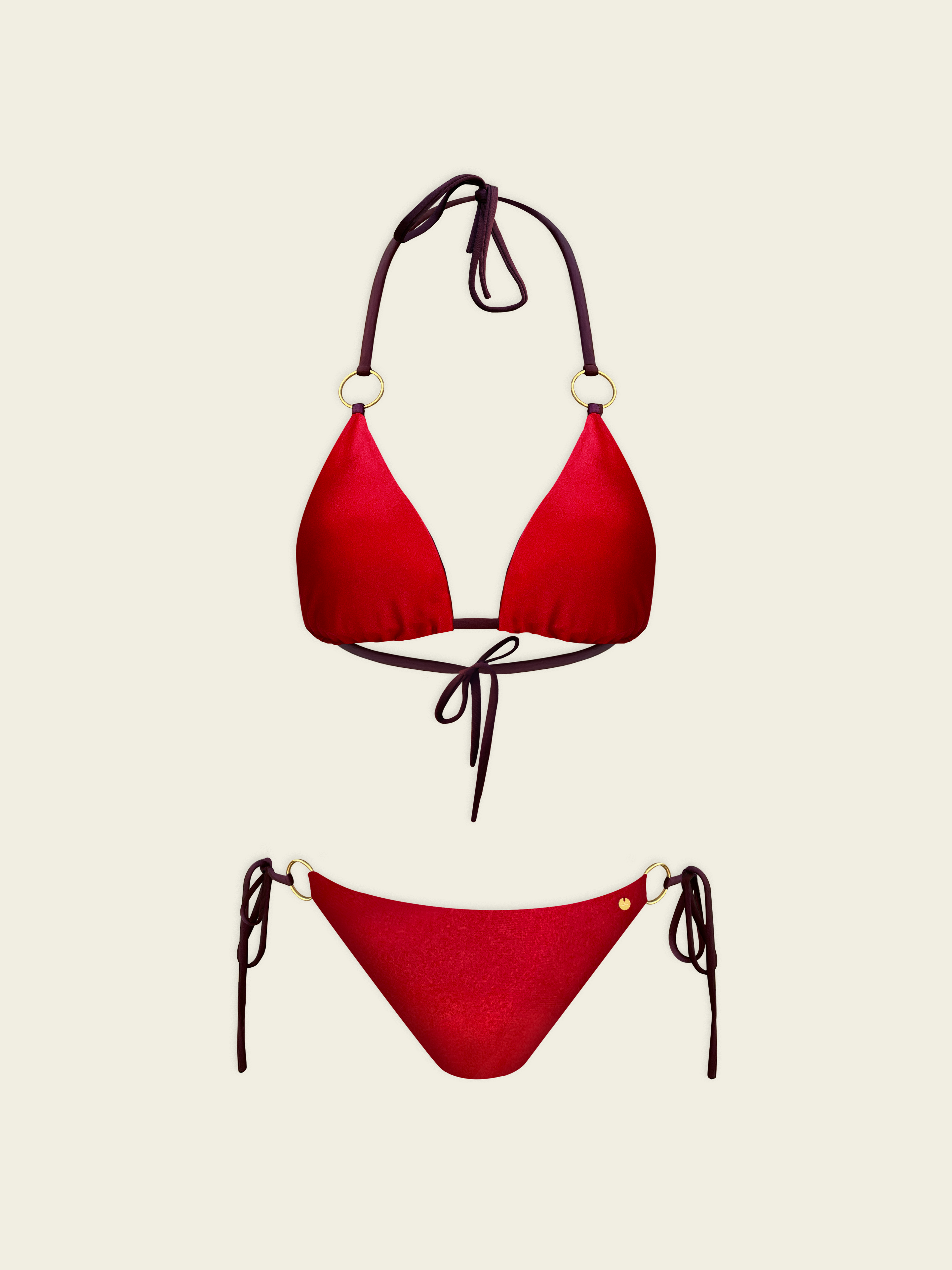 Cherry Cola Reversible Bikini Set Red